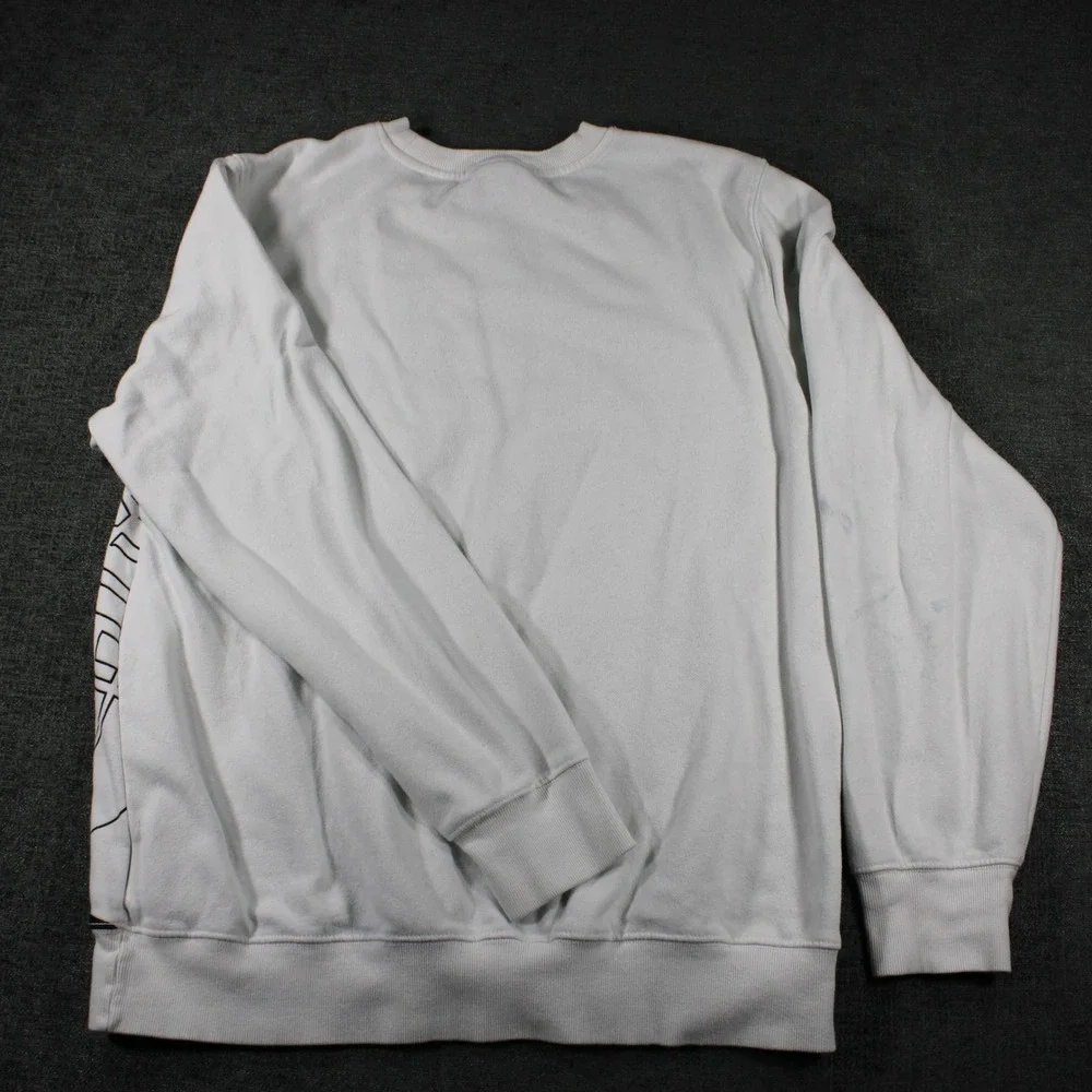 The North Face Mens Large White Multi Logo Graphic‎ Crewneck Sweatshirt Fleece